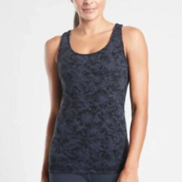 Athleta Tank Top Floral Navy and Black size small - Picture 1 of 9